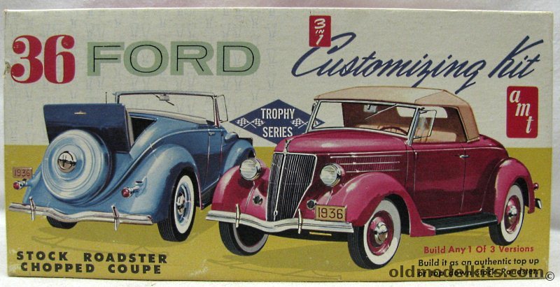 AMT 1/25 1936 Ford Stock Roadster or Chopped or Stock Coupe 3 In 1 Kit, 149 plastic model kit